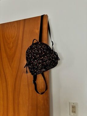 BLACK FORAL MINI BACKPACK